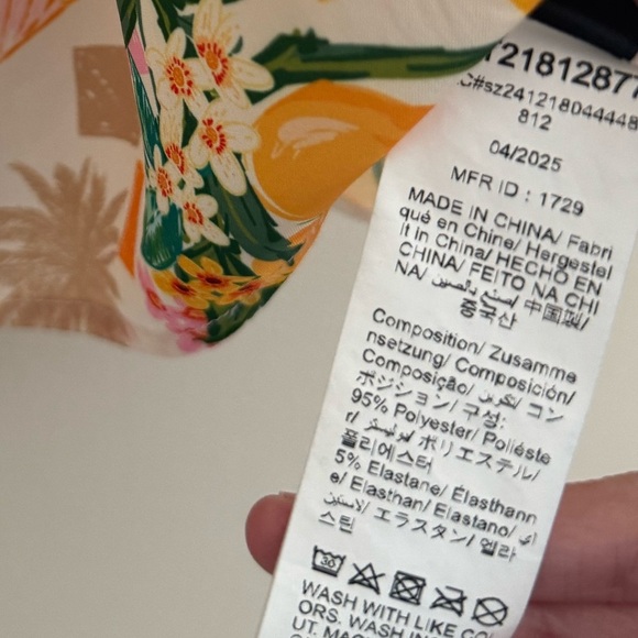 SHEIN Puff Sleeve Babydoll Blouse Women’s Size Large Tropical Print Square Neck - Picture 6 of 6